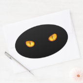 Sticker Ovale Maintenant, il vous voit Chat noir (Enveloppe)