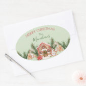 Sticker Ovale Maison de pain d'épices de Noël (Enveloppe)