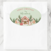 Sticker Ovale Maison de pain d'épices de Noël (Sac)