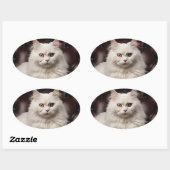 Sticker Ovale Majestic white cat (Feuille)