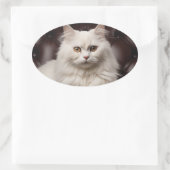 Sticker Ovale Majestic white cat (Sac)