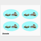 Sticker Ovale Mallard et quatre canards (Feuille)