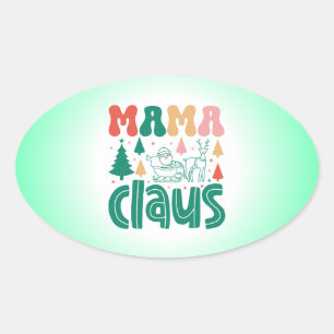 Sticker Ovale Mama Claus Christmas Design-60097