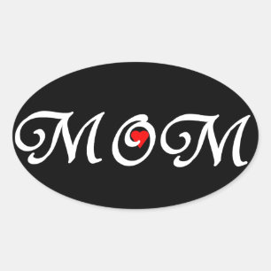 Sticker Ovale Maman au coeur rouge
