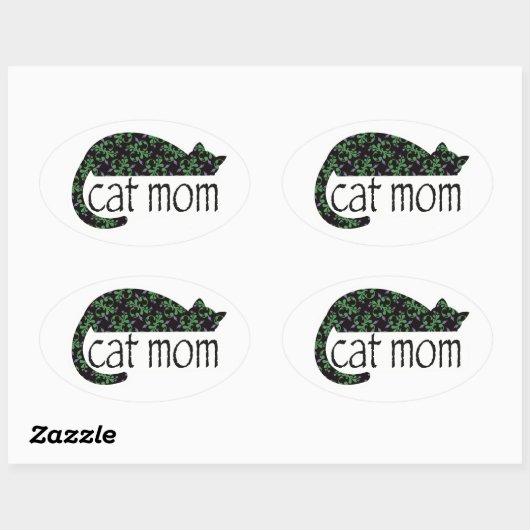 Sticker Ovale Maman de chat (Feuille)