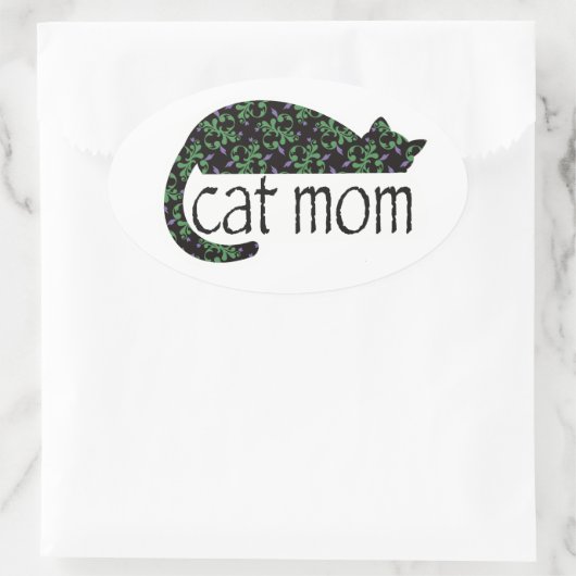 Sticker Ovale Maman de chat (Sac)