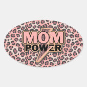 Sticker Ovale Maman Empreinte de léopard rose Power (Devant)