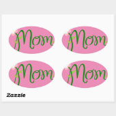 Sticker Ovale maman-texte-fleur-police-mère (Feuille)