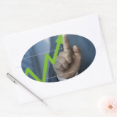 Sticker Ovale Man showing stock price touchscreen concept (Enveloppe)