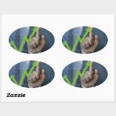 Sticker Ovale Man showing stock price touchscreen concept (Feuille)