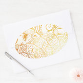 Sticker Ovale Mandala - Brosse dorée (Enveloppe)