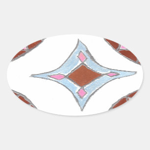 Sticker Ovale Mandala Oil Peinture Art Imprimer