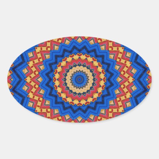 Sticker Ovale Mandala orange bleu (Devant)