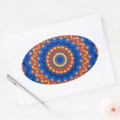Sticker Ovale Mandala orange bleu (Enveloppe)