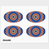 Sticker Ovale Mandala orange bleu (Feuille)