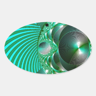 STICKER OVALE MANDELBOT ABSTRAIT À BALLE VERTE