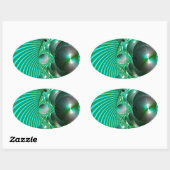 STICKER OVALE MANDELBOT ABSTRAIT À BALLE VERTE (Feuille)