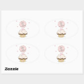 Sticker Ovale Mange Un Cupcake (Feuille)