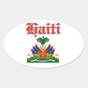 Sticker Ovale Manteau grunge du Haïti des conceptions de bras