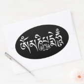 Sticker Ovale Mantra White Script (Enveloppe)