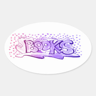 Sticker Ovale Manutention de mots de livres