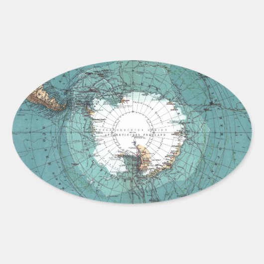 Sticker Ovale Map of the South Pole (Devant)