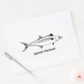 Sticker Ovale Maquereau espagnol - Art Vintage Line (Enveloppe)