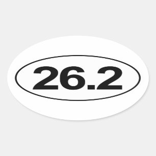 Sticker ovale Marathon 26,2 Miles (Blanc)