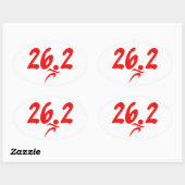 Sticker Ovale Marathon rouge 26,2 (Feuille)