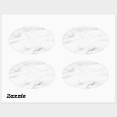 Sticker Ovale Marbre blanc blanc Élégant Modèle personnalisé (Feuille)