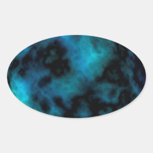 Sticker Ovale Marbre Bleu Cosmic Faux
