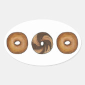 Sticker Ovale Marbre Rye Plaque Bagels Petit Déjeuner Brunch NYC (Devant)