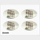 Sticker Ovale Marché public à Seattle, WA (Feuille)