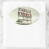 Sticker Ovale Marché public à Seattle, WA (Sac)