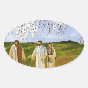 Sticker Ovale Marcher Avec Jésus