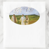 Sticker Ovale Marcher Avec Jésus (Sac)