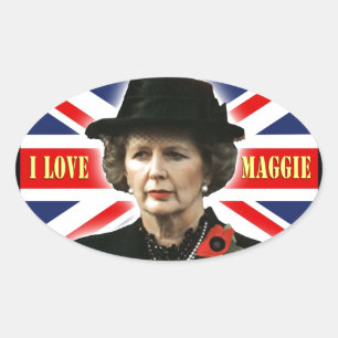Sticker Ovale Margaret Thatcher I Love Maggie