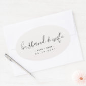 Sticker Ovale Mari moderne de calligraphie et Mariage (Enveloppe)