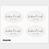 Sticker Ovale Mari moderne de calligraphie et Mariage (Feuille)