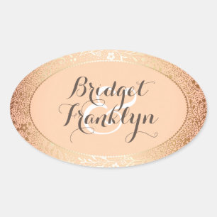 Sticker Ovale Mariage Blush Floral Marine