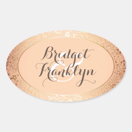 Sticker Ovale Mariage Blush Floral Marine (Devant)