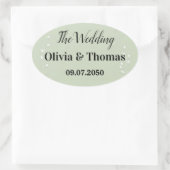 Sticker Ovale Mariage Botanique Vert Sauge (Sac)