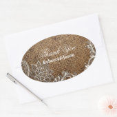 Sticker Ovale mariage campagnard en dentelle de burlap rustique (Enveloppe)