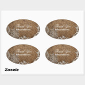 Sticker Ovale mariage campagnard en dentelle de burlap rustique (Feuille)