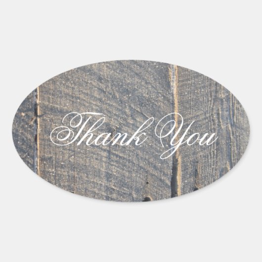 Sticker Ovale mariage campagnard rustique grise grange bois merc (Devant)
