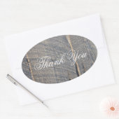 Sticker Ovale mariage campagnard rustique grise grange bois merc (Enveloppe)