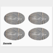 Sticker Ovale mariage campagnard rustique grise grange bois merc (Feuille)