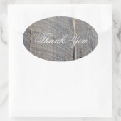 Sticker Ovale mariage campagnard rustique grise grange bois merc (Sac)