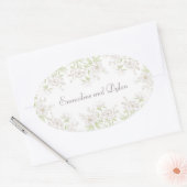 Sticker Ovale Mariage Classique Rose Blanche (Enveloppe)