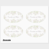 Sticker Ovale Mariage Classique Rose Blanche (Feuille)